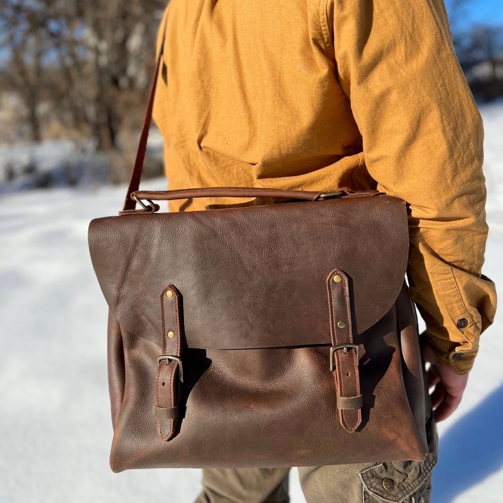 Handmade Leather Faraday Messenger Bag | EMP shield